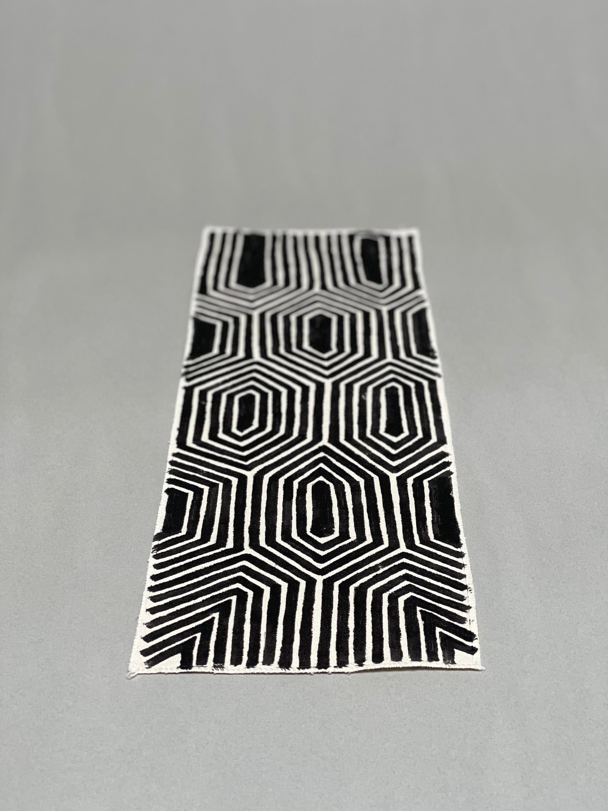Black Long Hand-painted Fabric by Kayapo