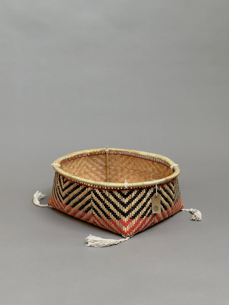 Xingu Low Basket Black & Red Weaving by Mehinako