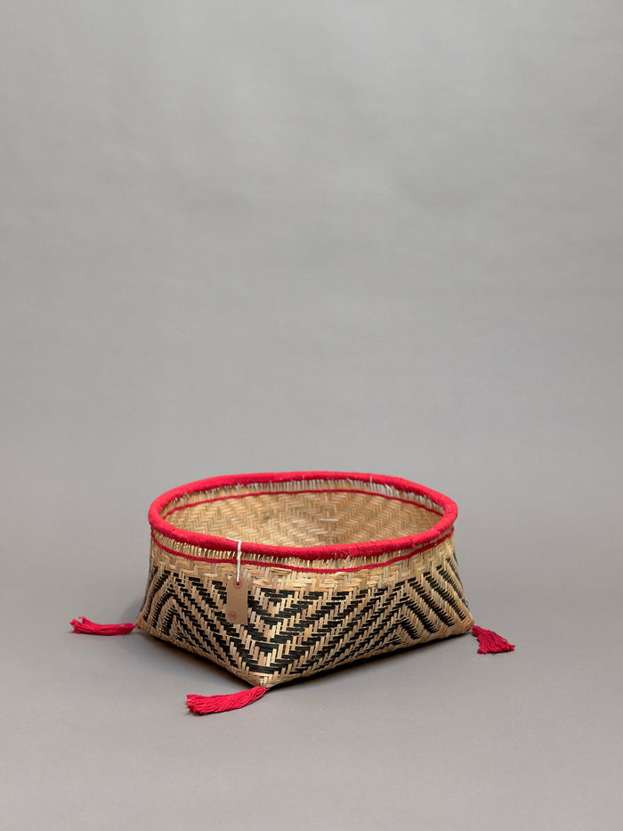 Xingu Low Basket Red Cotton Rim by Mehinako